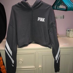 Pink gray crop sweatshirt
